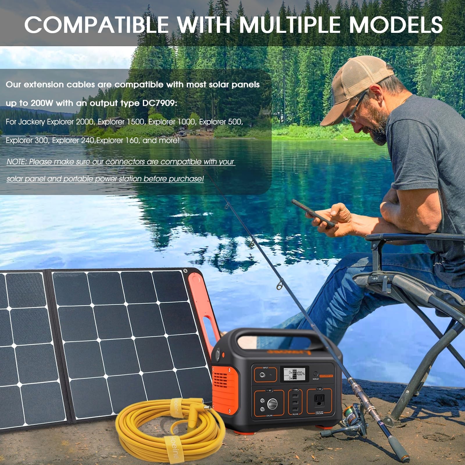 30FT Solar Panel Extension Cable 14AWG 8mm DC Connector for Portable Power Stati