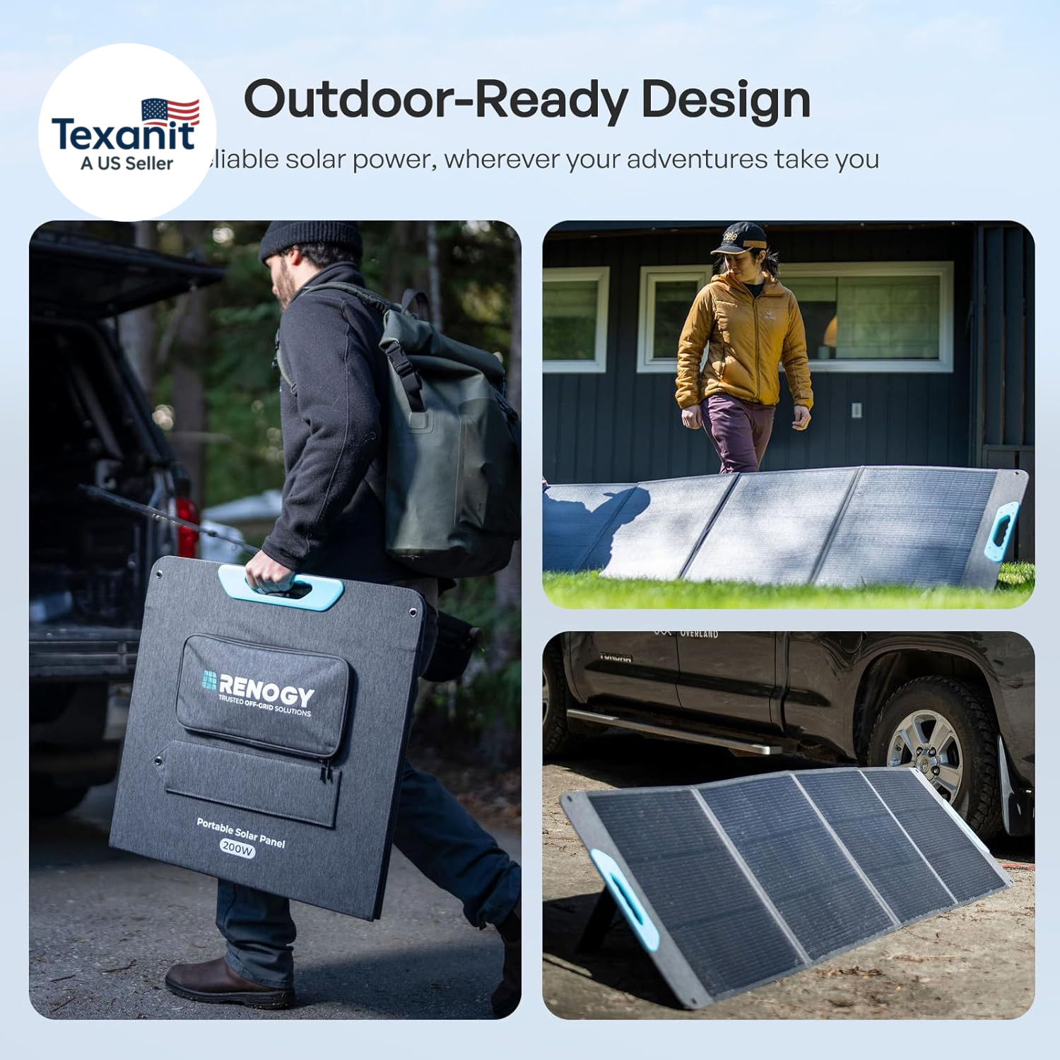 200W Portable Solar Panel, IP65 Waterproof Foldable Solar Panel Power Backup, So
