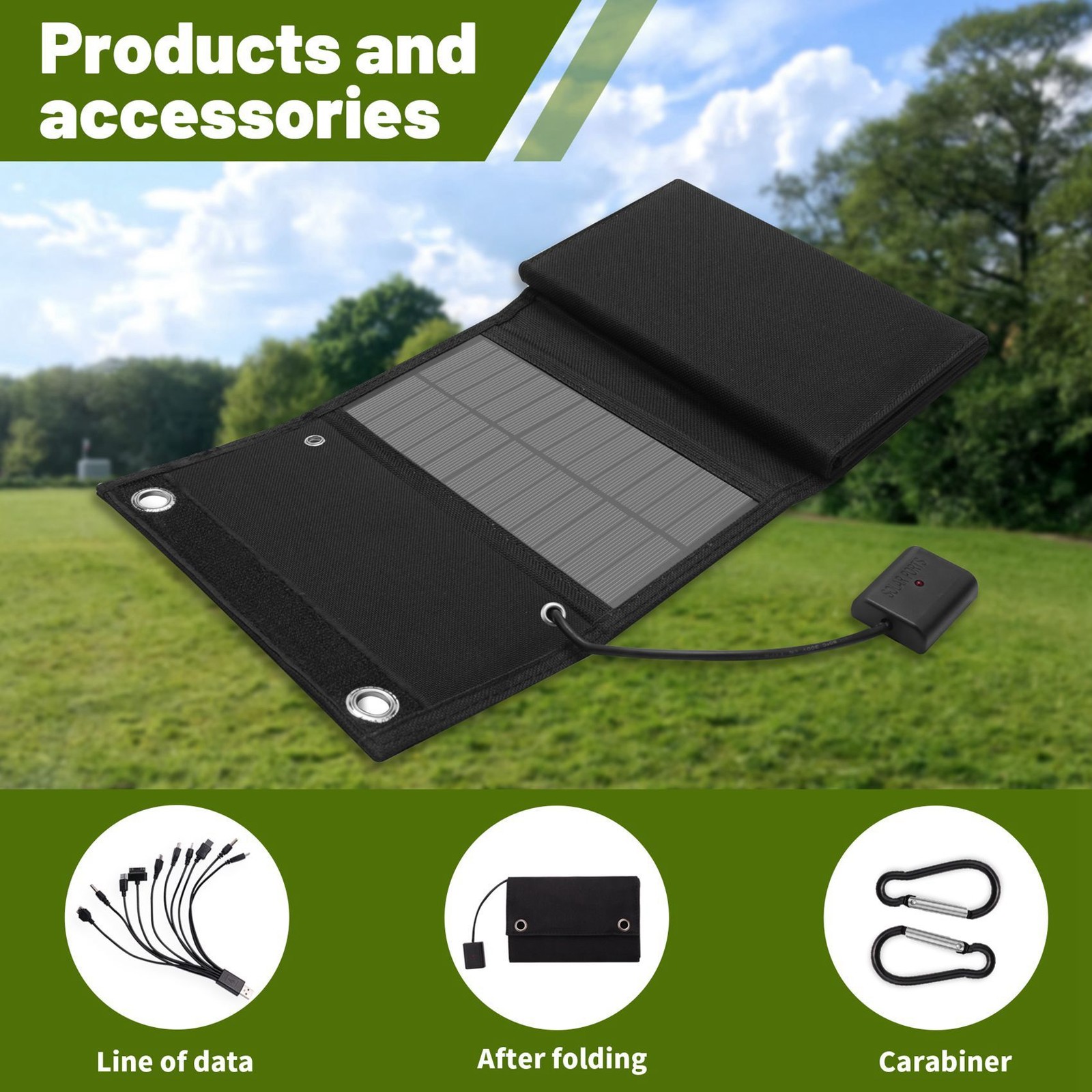 1X(12W Foldable USB Solar Panel Solar Cell Portable Folding Solar Panel 2075