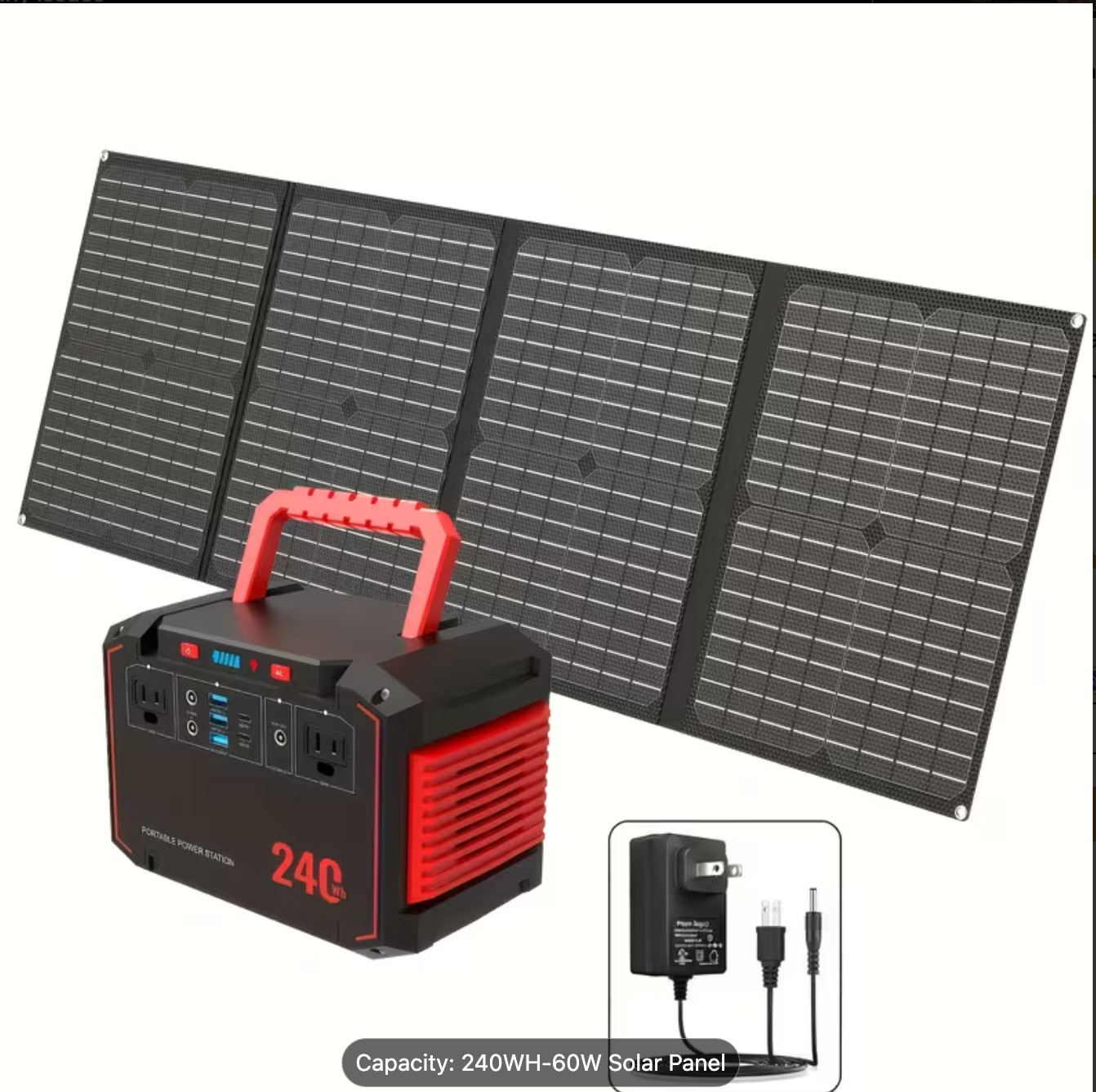 88.8WH Solar Generator Portable Power Station with 30W Solar Panels, 24000mAh