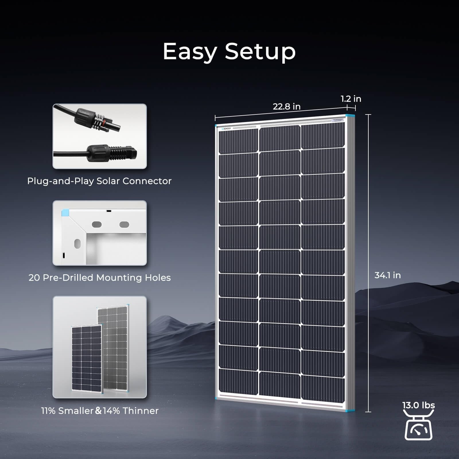 100W Solar Panel NType 12V HighEfficiency 16BB Waterproof RV Boat Trailer Off