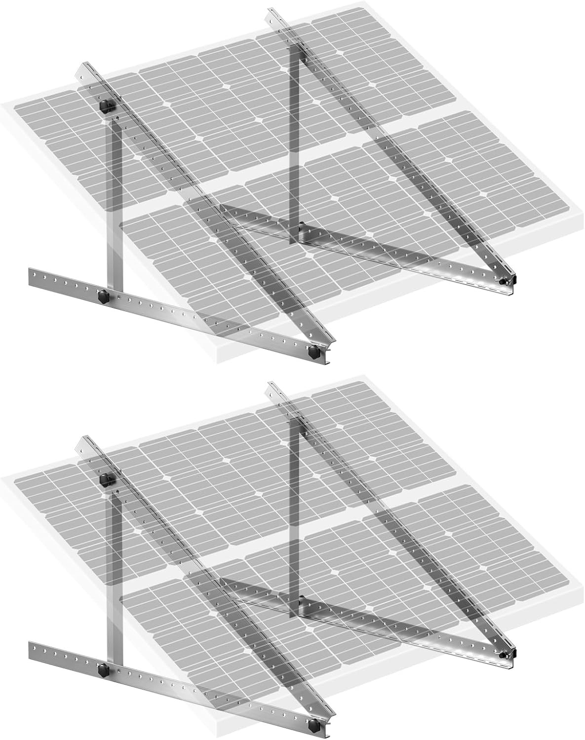 2 Sets Solar Panel Mounting Brackets – 45-Inch, 0 to 90 Adjustable Tilt Mounts S