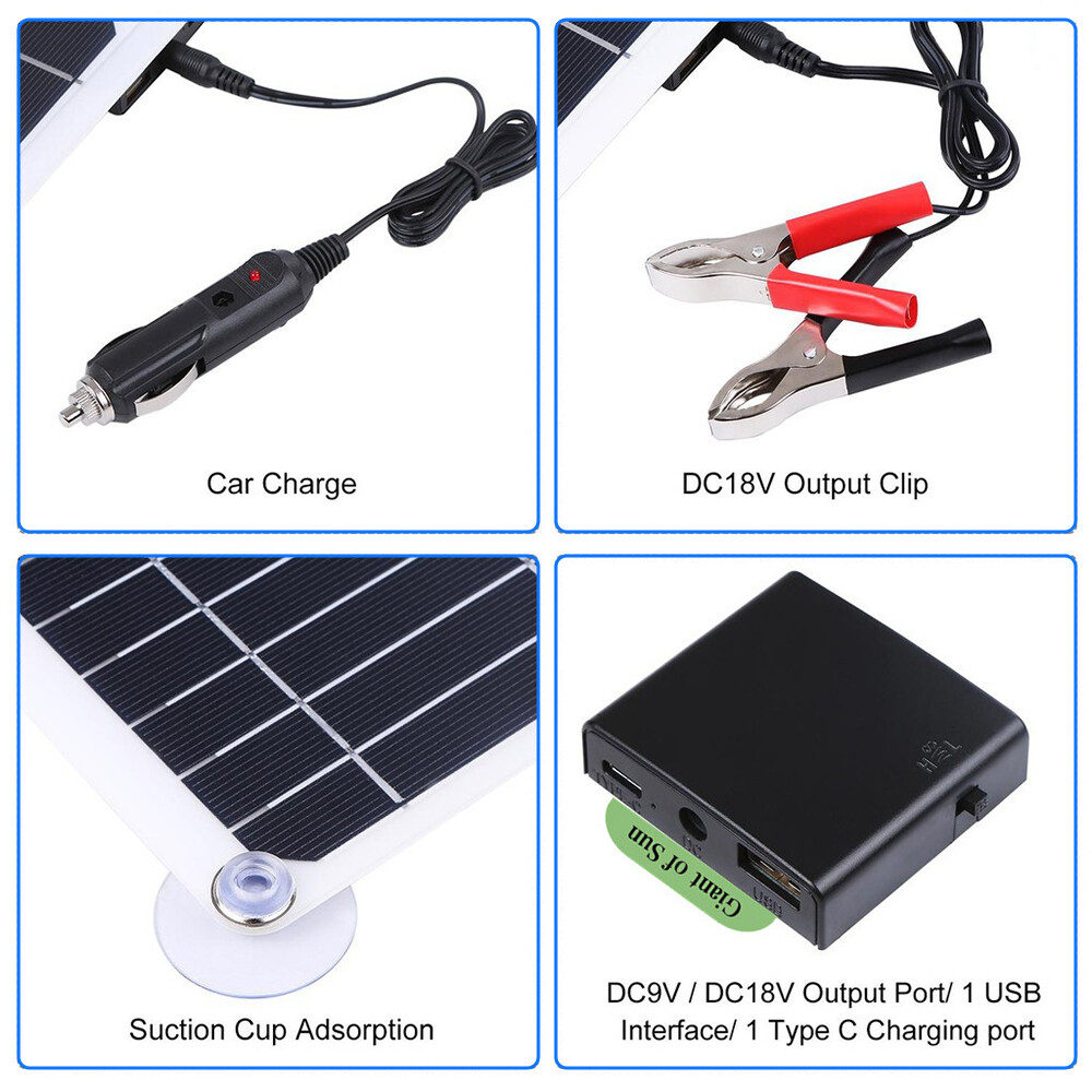100 200W Flexible Solar Panel Mono 12V Home RV Boat Camping Power Battery Charge