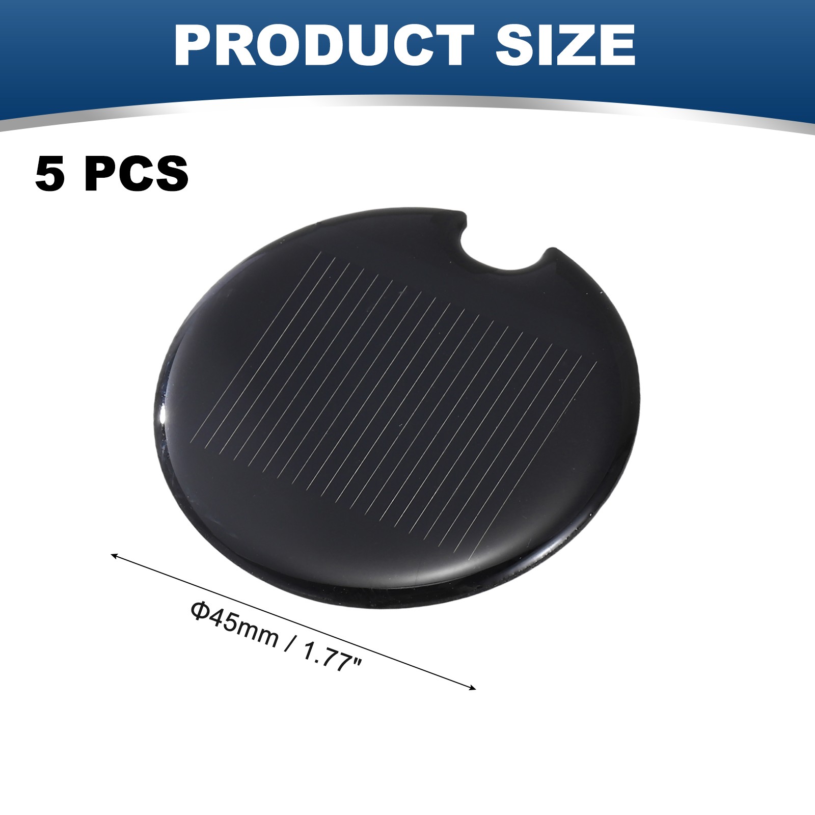 5Pcs 0.5V 0.13W 260mA Round Solar Panels, Solar Photovoltaic Power Cells