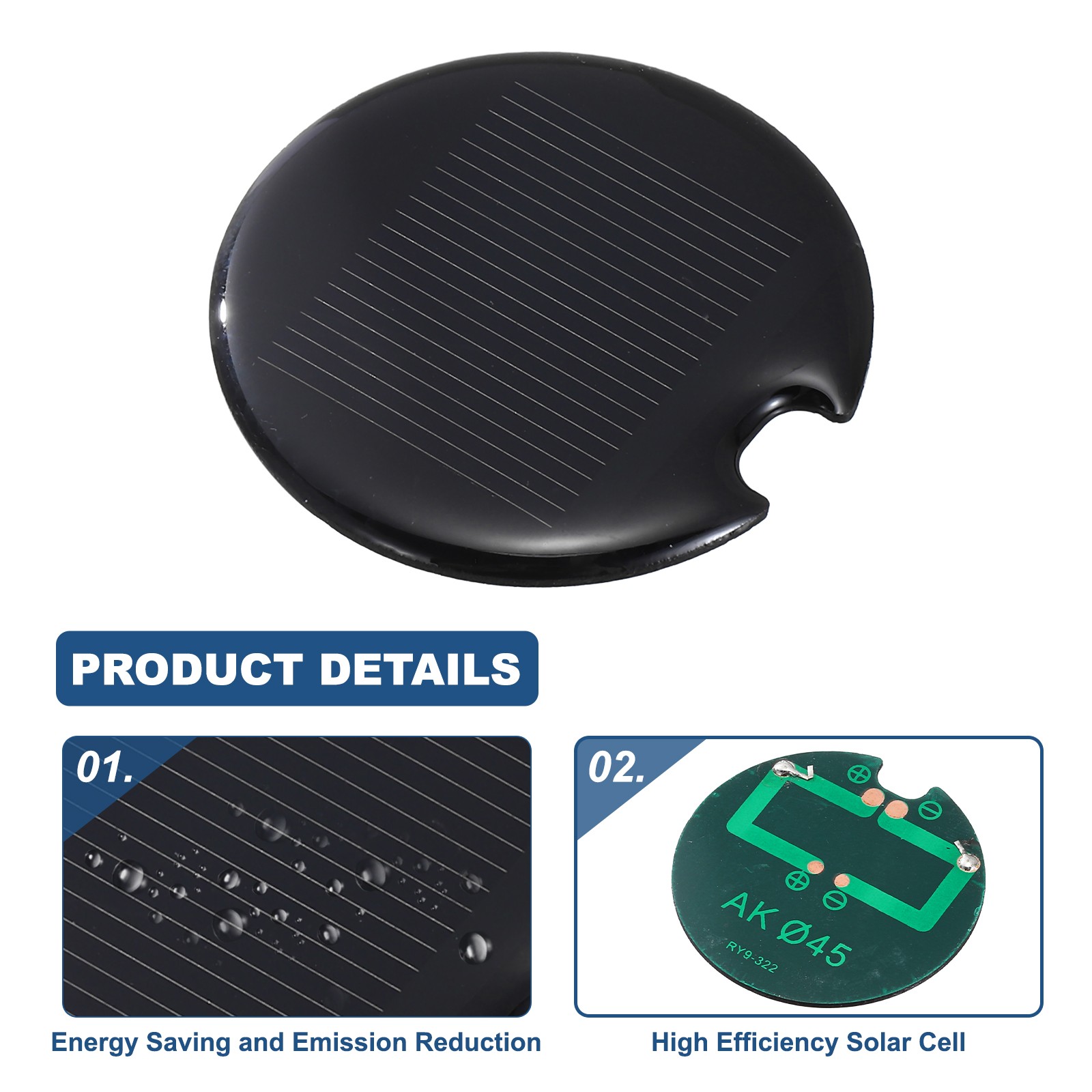 5Pcs 0.5V 0.13W 260mA Round Solar Panels, Solar Photovoltaic Power Cells