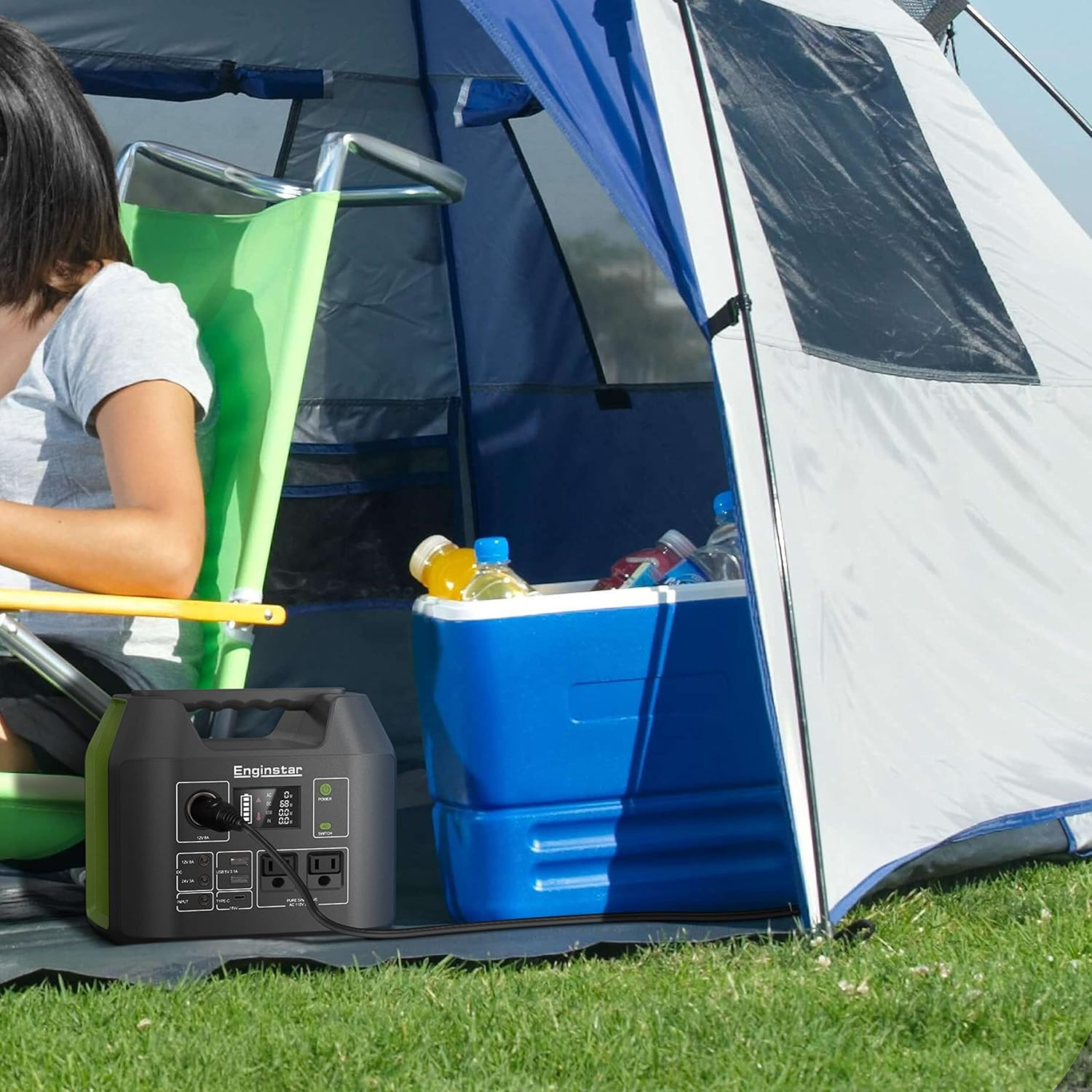 Solar Generator, 300W Portable Power Station, 296Wh Lithium Battery Backup W/Two
