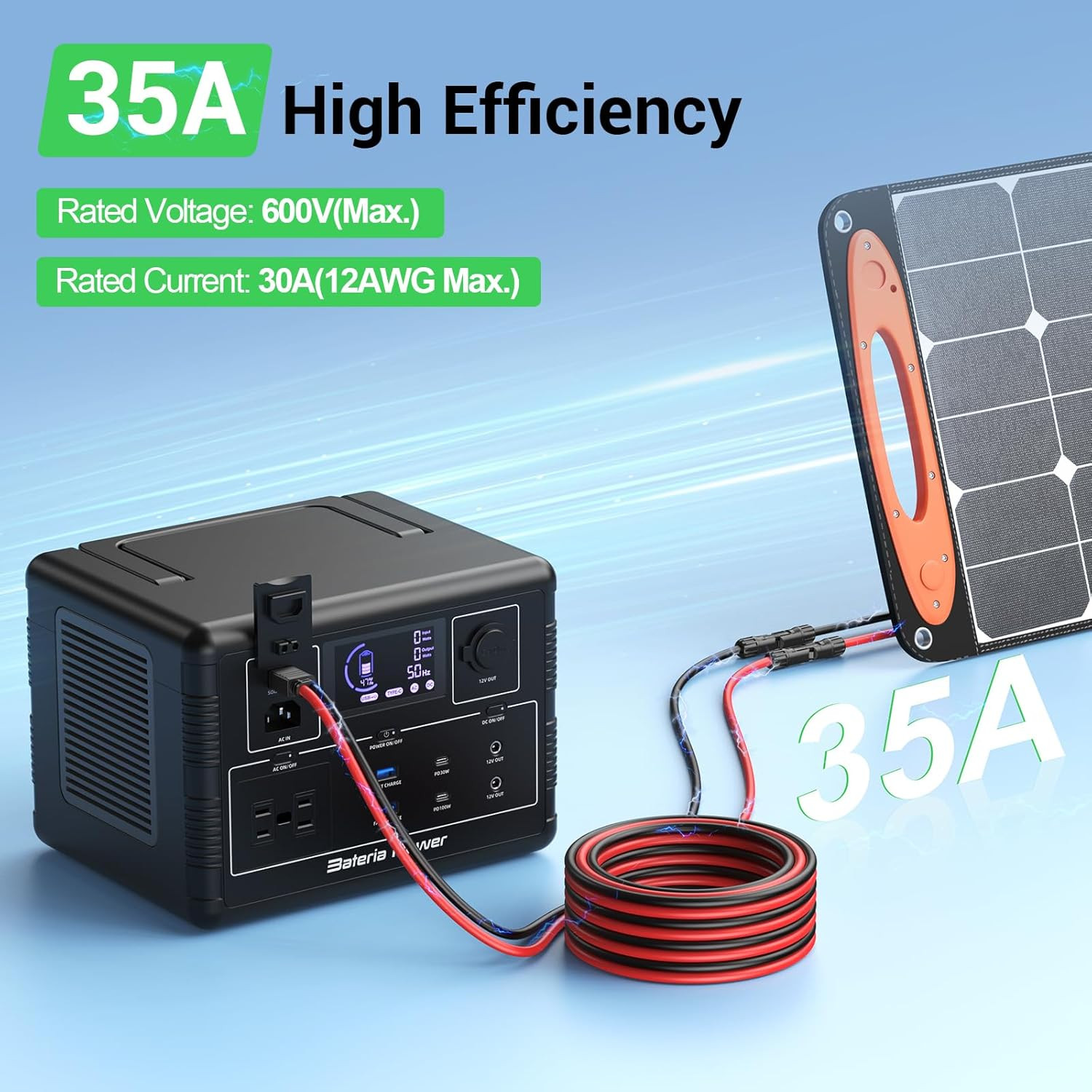 50FT 10AWG Solar Connector to XT60 Adapter Extension Cable, Solar Panel to XT60