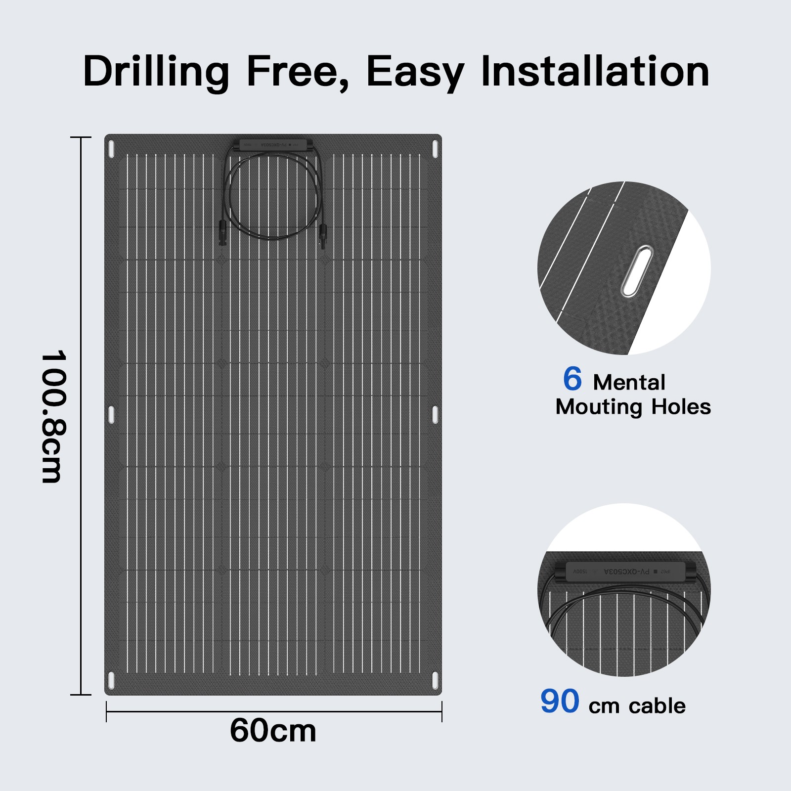 100W Flexible Solar Panel Black Solar Charger For Power Station Camping Outdoor