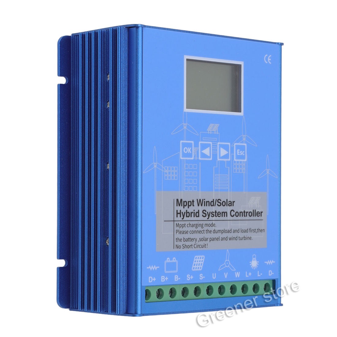 2000W Solar & Wind Hybrid MPPT Charge Controller 12V 24V 48V LCD Boost Regulator