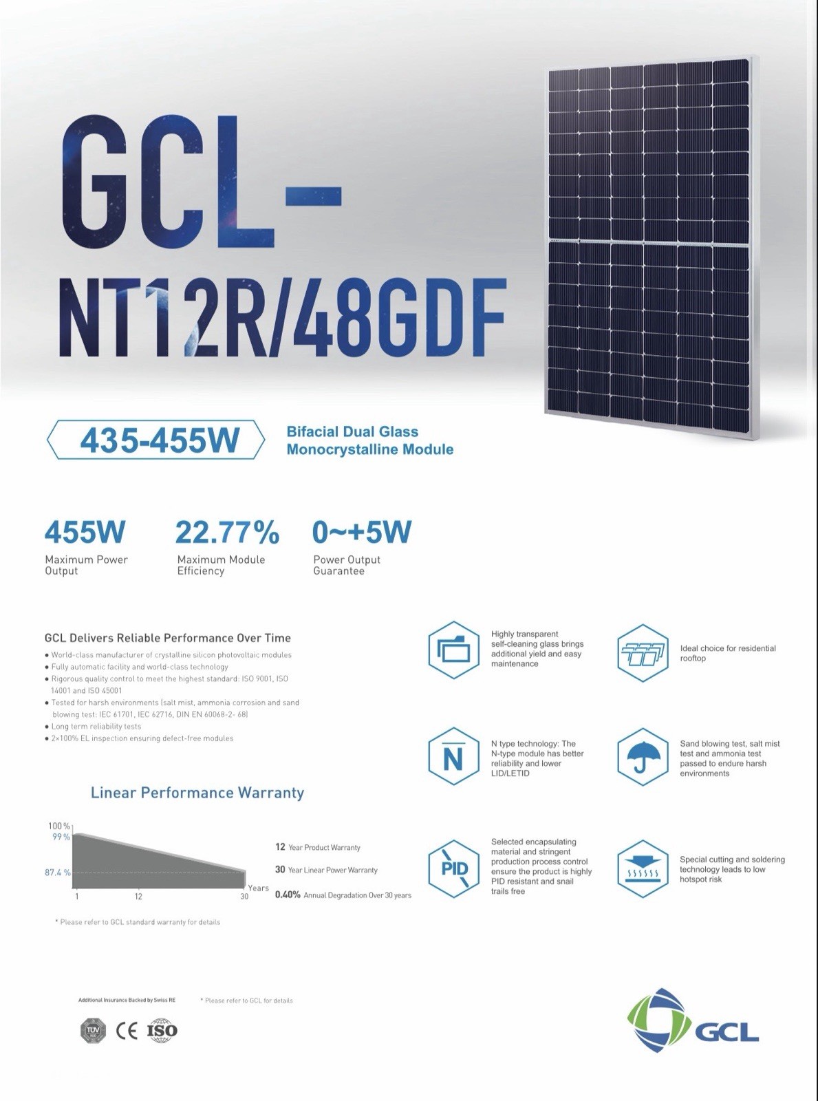 Solar Panel GCL-NT12R/48GDF