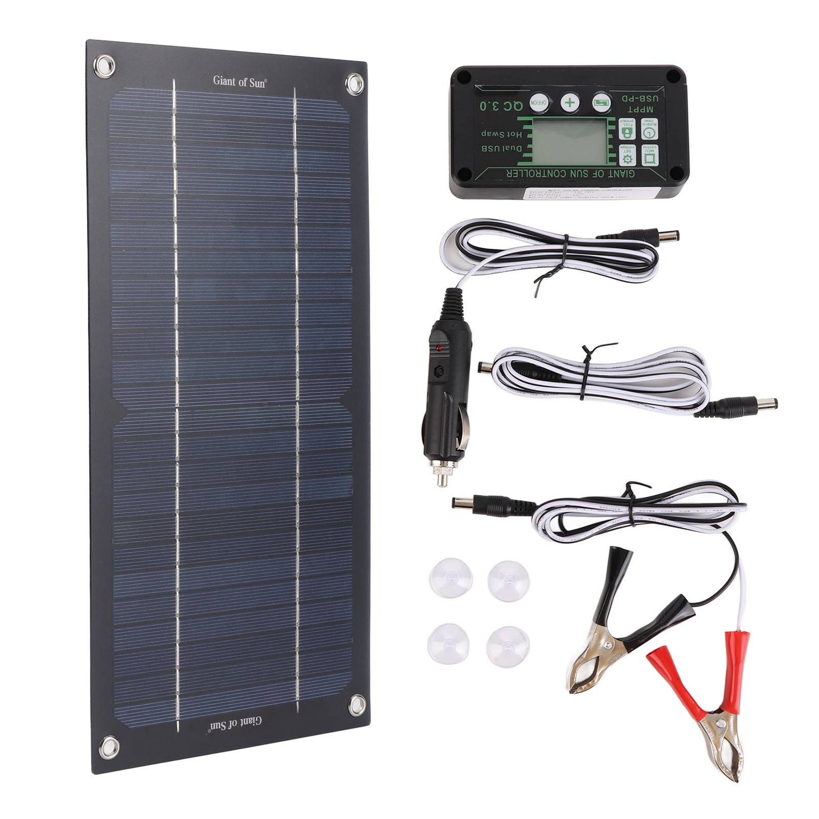 15W 18V Monocrystalline Solar Panel Kit 600W 100A MPPT Charge Controller Dual US