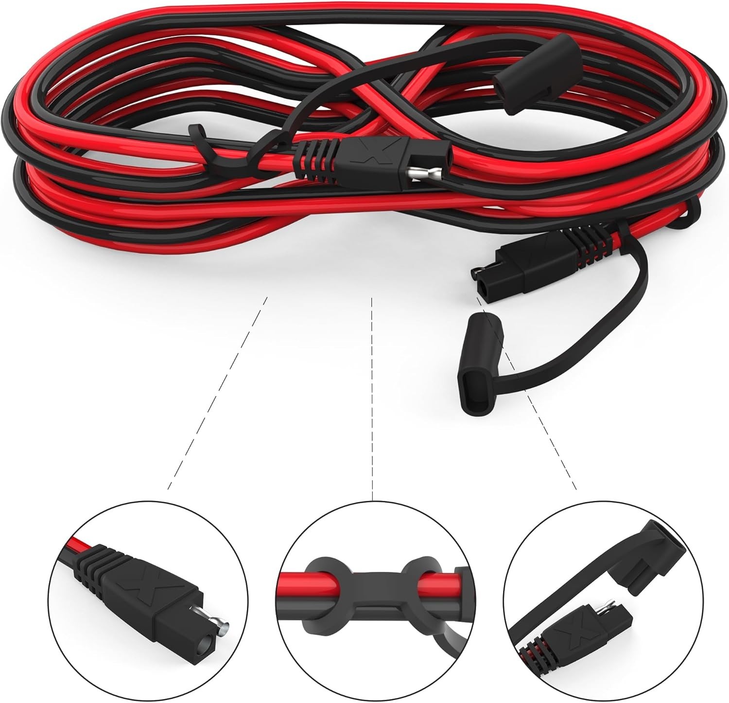 12Ft SAE Extension Cable 16AWG Heavy Duty Quick Disconnect for Solar Battery