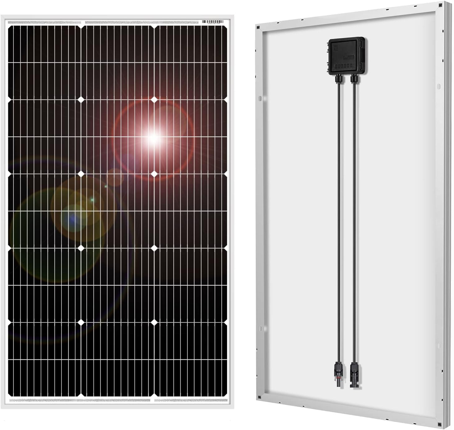 100W 18V Monocrystalline Solar Panel for 12V Battery Charging, Aluminum Frame, M