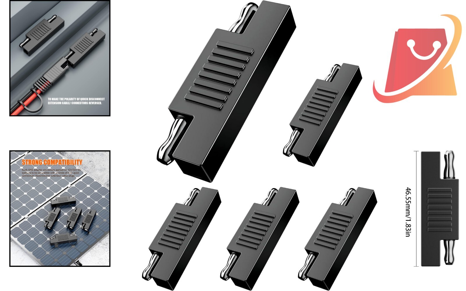 Versatile SAE Polarity Reverse Adapter Connectors for 12V/24V Systems – 5 Pack