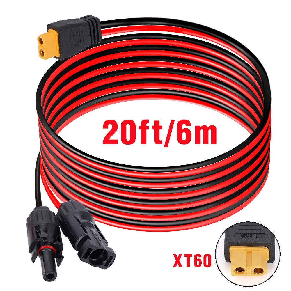 20ft XT60 to Solar Panel Extension Cable for Portable Power Station Solar Panel