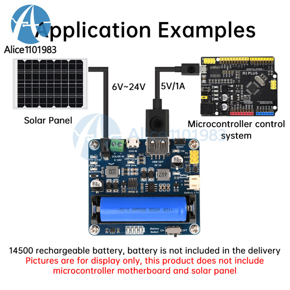 Power Manager Module for 6V~24V Solar Panel Support MPPT USB Battery Charging