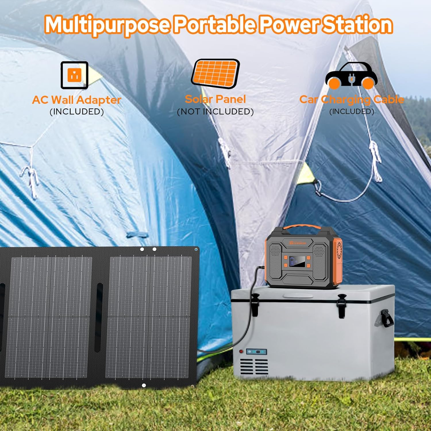 300W Portable Power Station & 60W Solar Panel for Camping & Outdoors