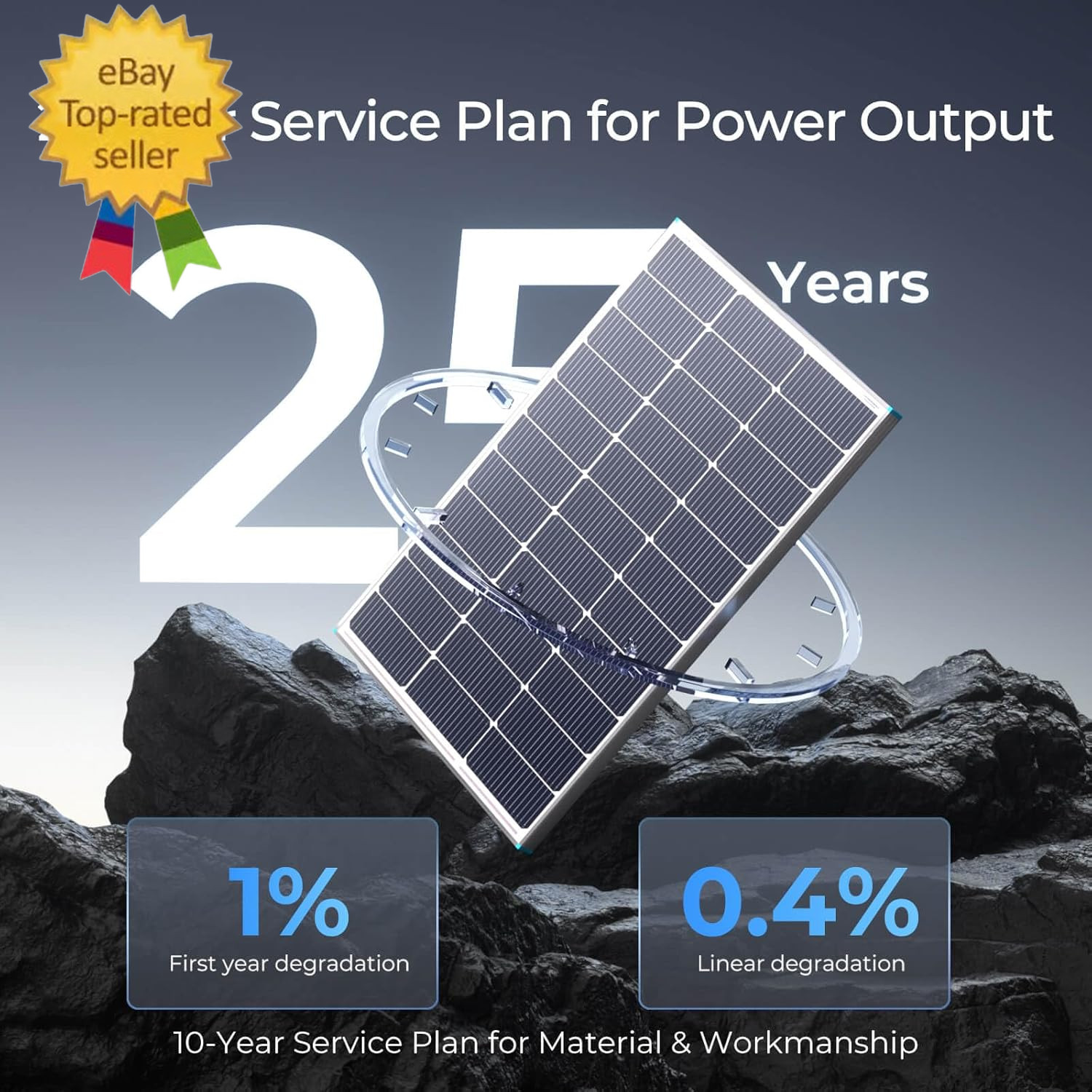 2PCS Solar Panels 100 Watt 12 Volt, High-Efficiency Monocrystalline PV Module