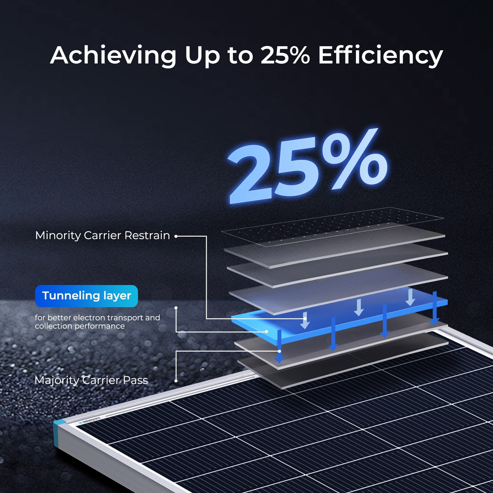 Renogy 16BB N-Type 200W Watt 24V 25% Cell Efficiency Solar Panel Home & Travel