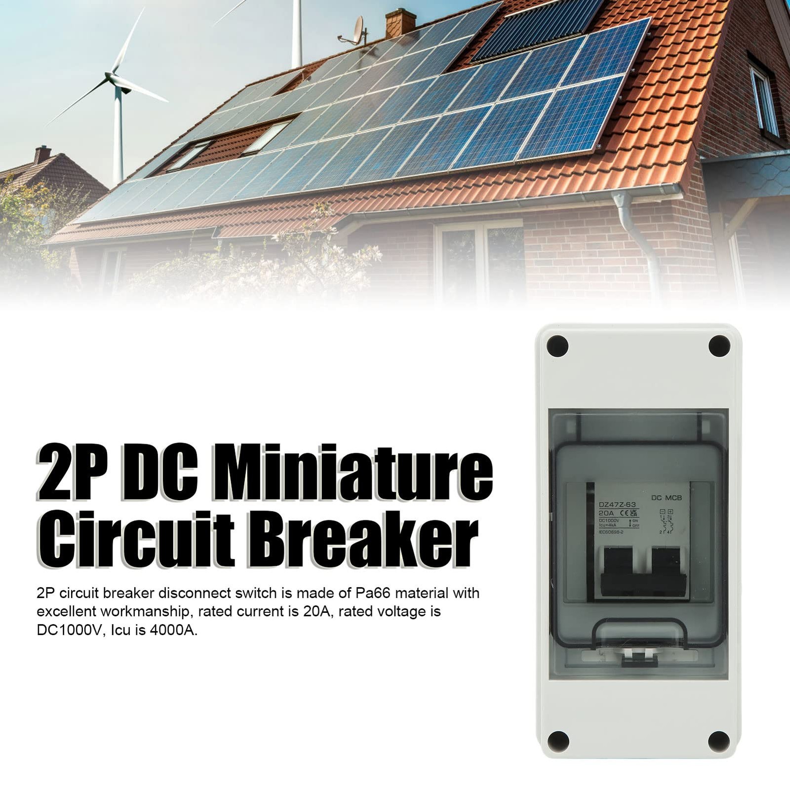 DC Miniature Circuit Breaker, 20 Amp DC1000V 2 Pole Circuit Breaker Solar DC …