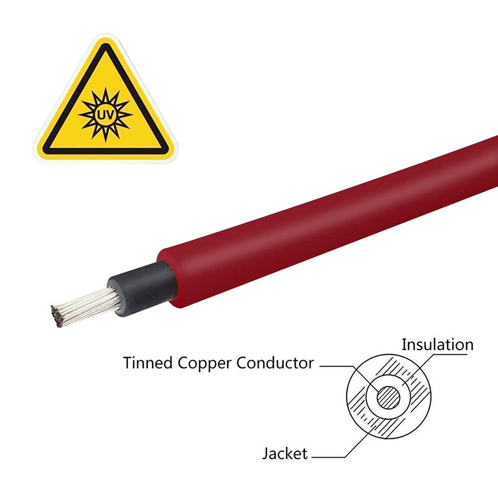 Renogy 5FT 12AWG Extension Cable with Male and Female Solar Panel Connectors, 5F