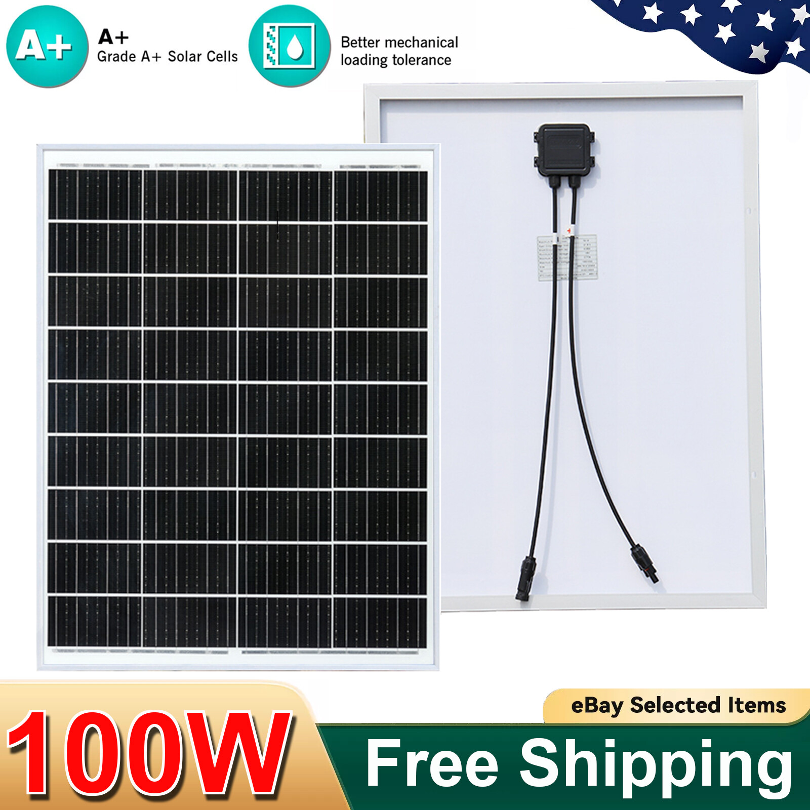 100 Watts Solar Panel Kit 12V Battery Charger for Caravan Boat RV Off-Grid Boat