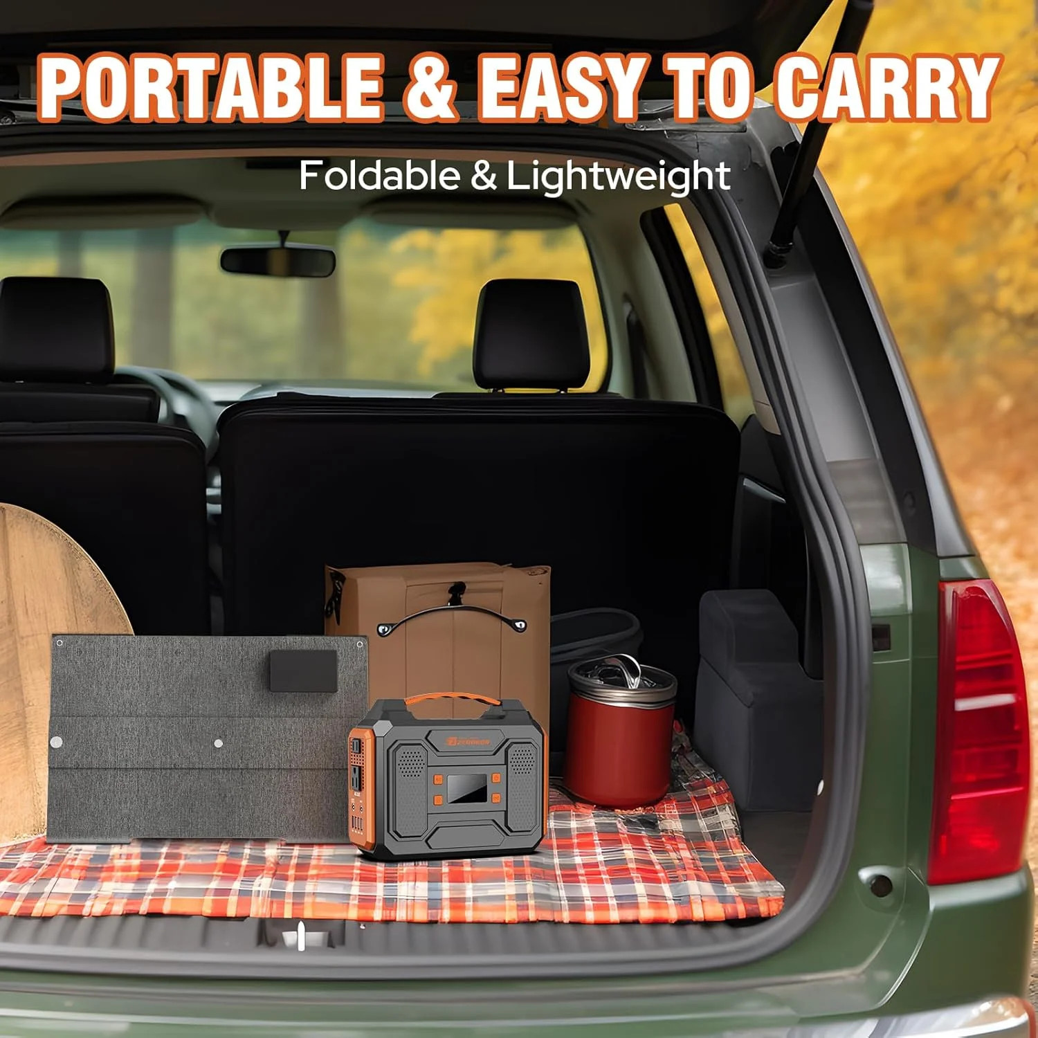 Portable Solar Generator, 300W Portable Power Station with Foldable 60W Solar Pa