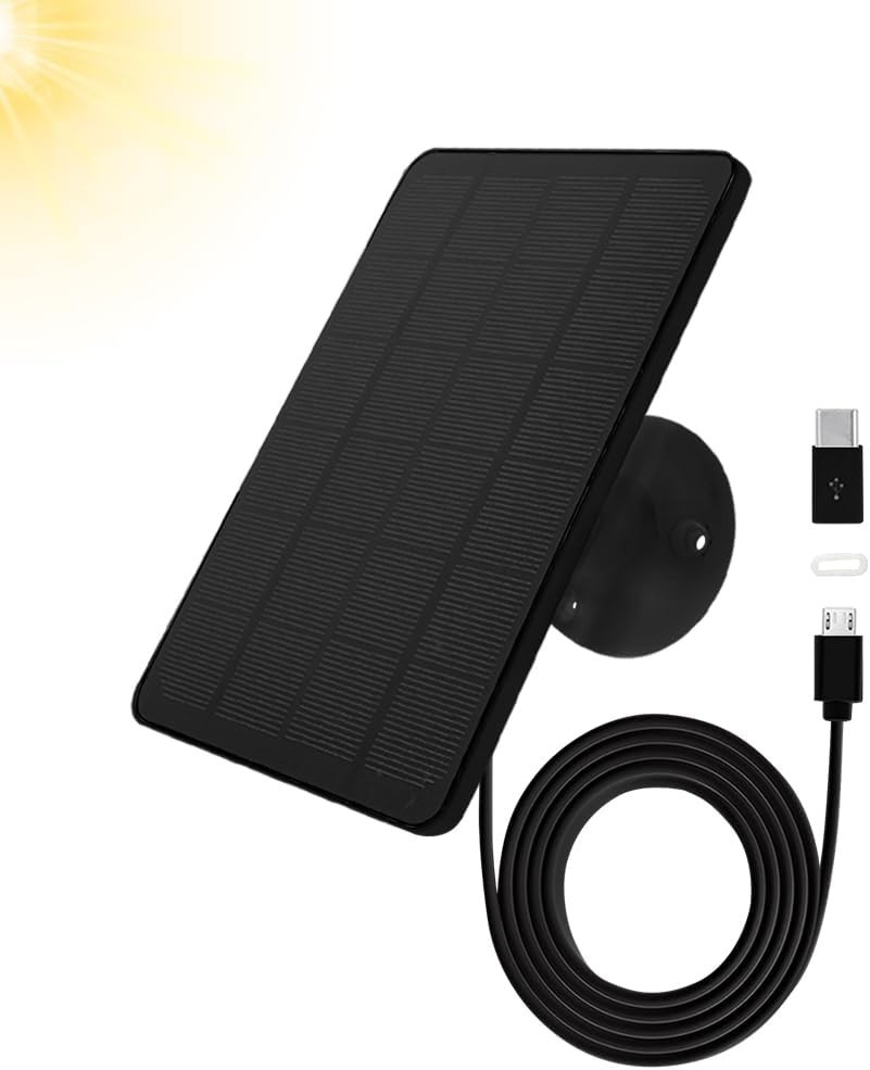 High Efficiency Solar Panel for Outdoor Security Cameras – 10ft Cable Included