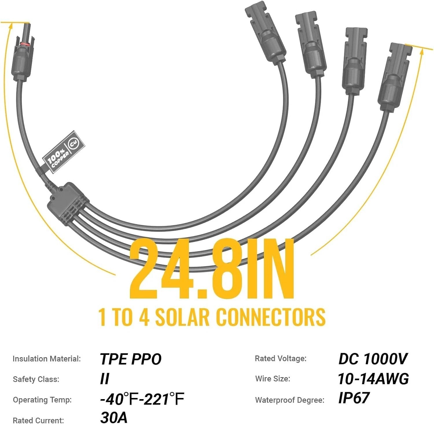 Versatile Solar Y Connectors for Connecting 4 Panels – Safe & Durable PVC Design