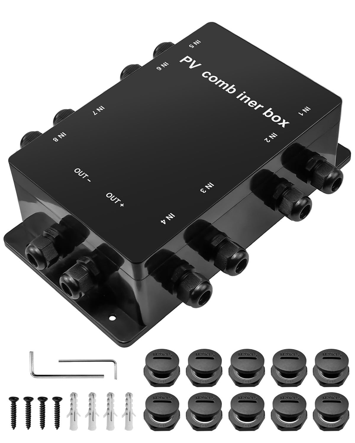 Weatherproof Solar Panel Combiner Box, 8-in-1 Connection for RV & Off-Grid Syste