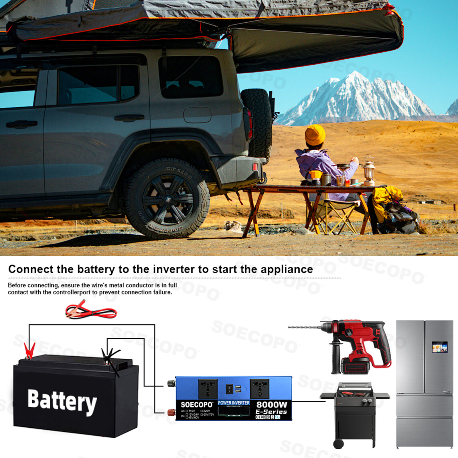 8000W Solar System DC12V/24V to 110V/220V Off-Grid Inverter System 100A 500WbS
