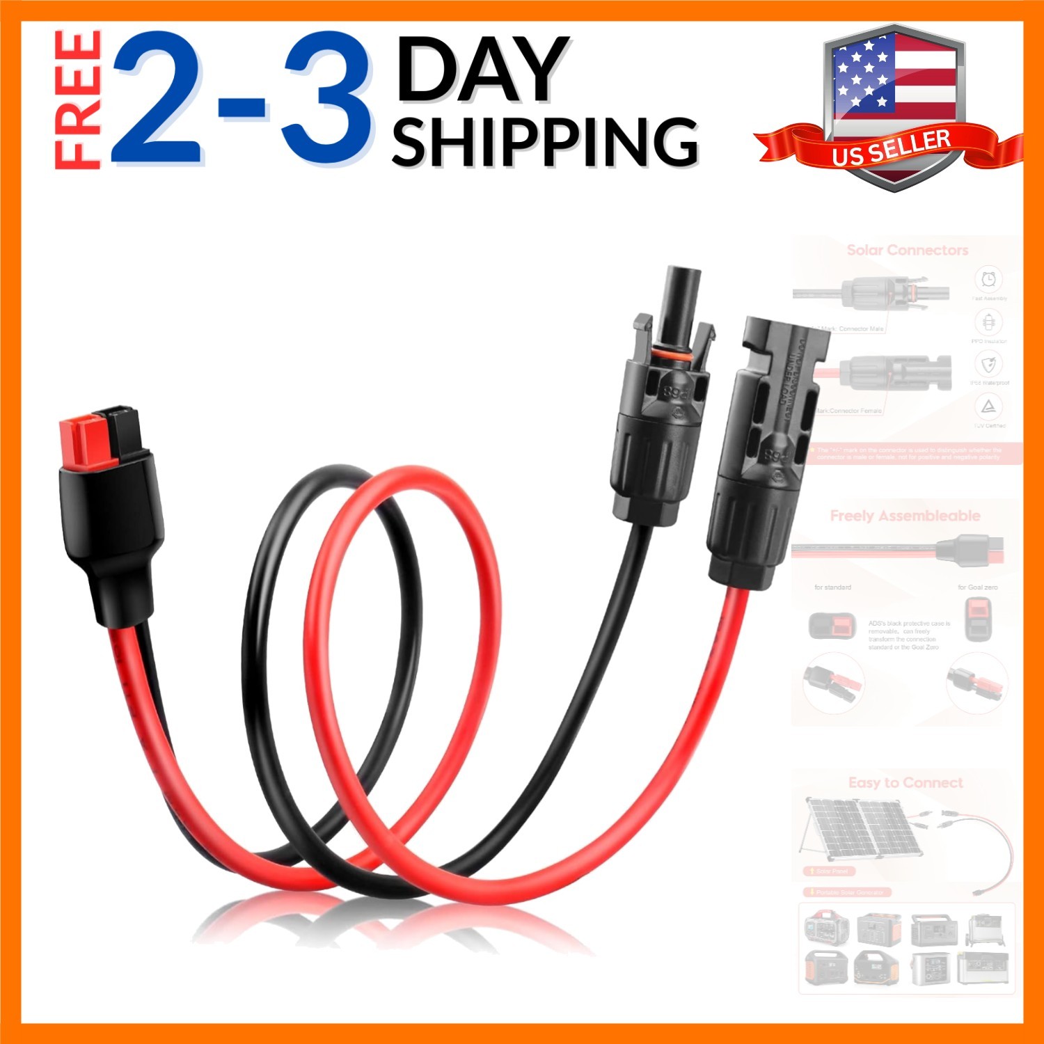 10AWG Solar Panel Cable Connector Kit, Compatible with Solar Connector and An…