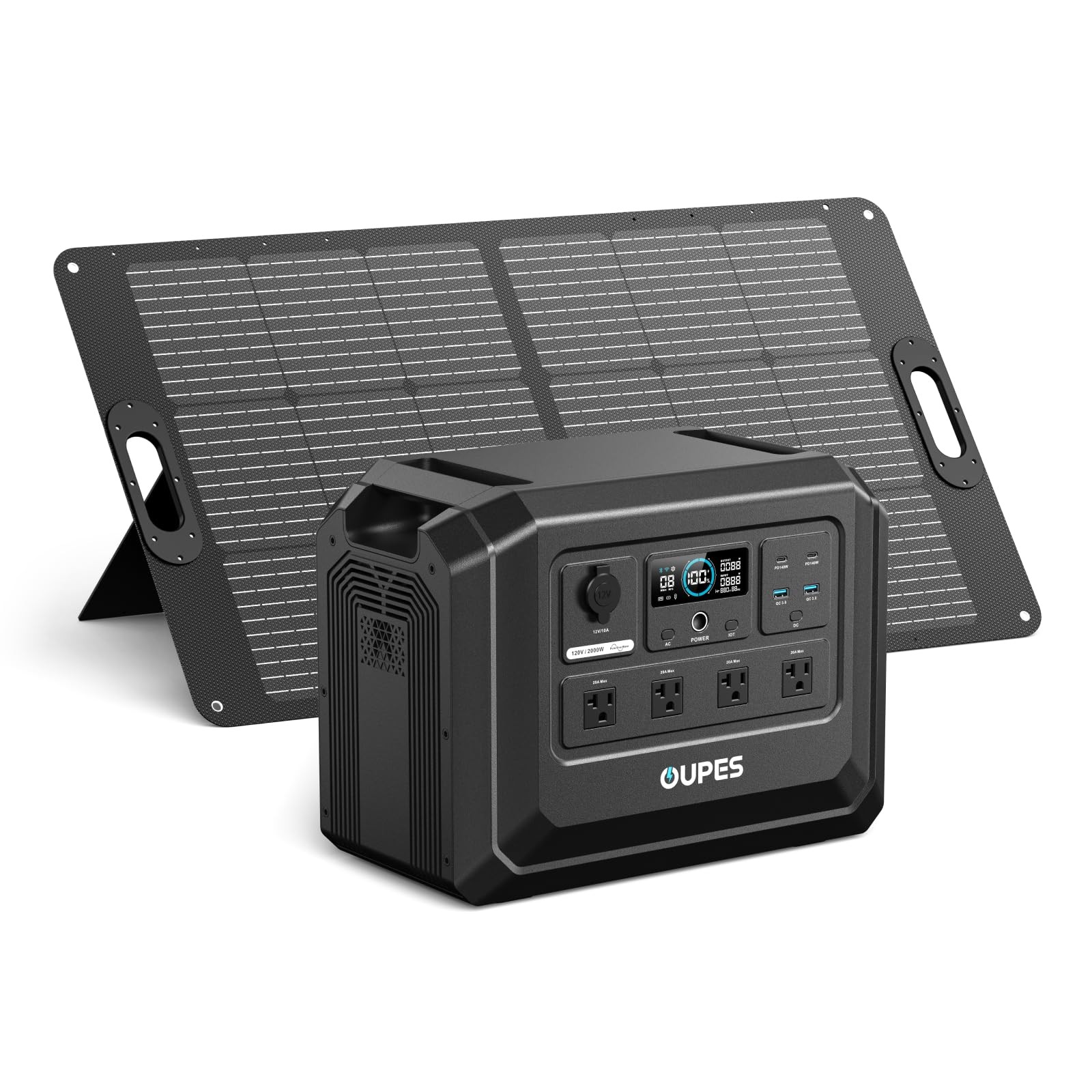 OUPES 2000W Solar Generator Mega 1 Lite with 100W Solar Panel, 1024Wh LiFePO4