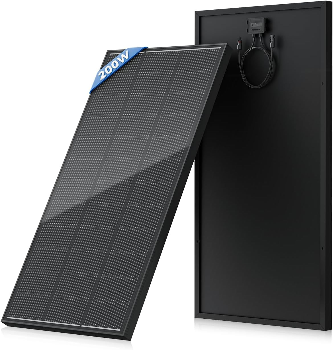 200 Watt Solar Panel 18BB, 25% High Efficiency, N-Type 12V 200W Solar Panel, Mon