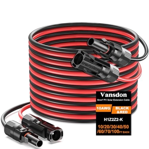 Vansdon 2x100ft Solar Extension Cable 10AWG Waterproof