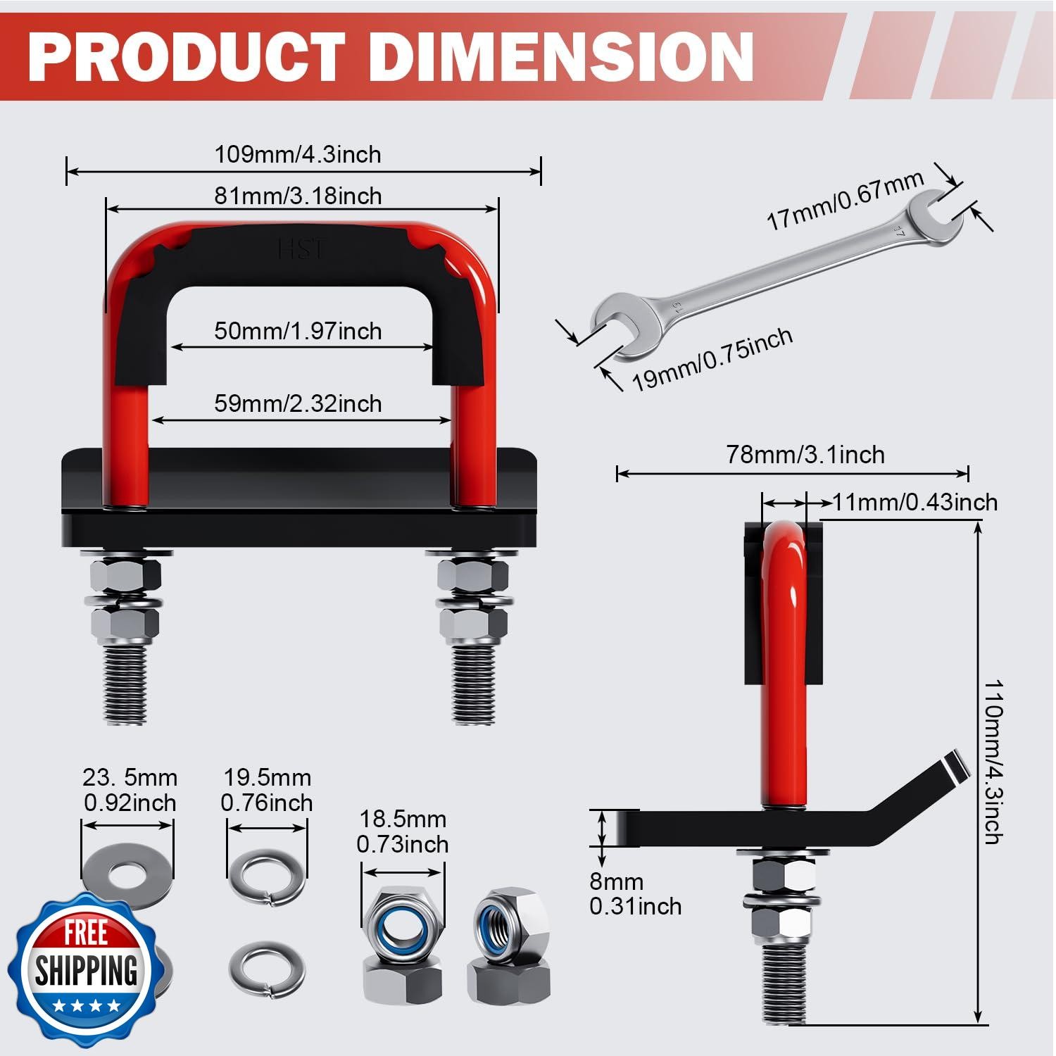 EilxMag Hitch Tightener, Heavy Duty Anti Rattle Hitch Stabilizer for 2″ Hitch