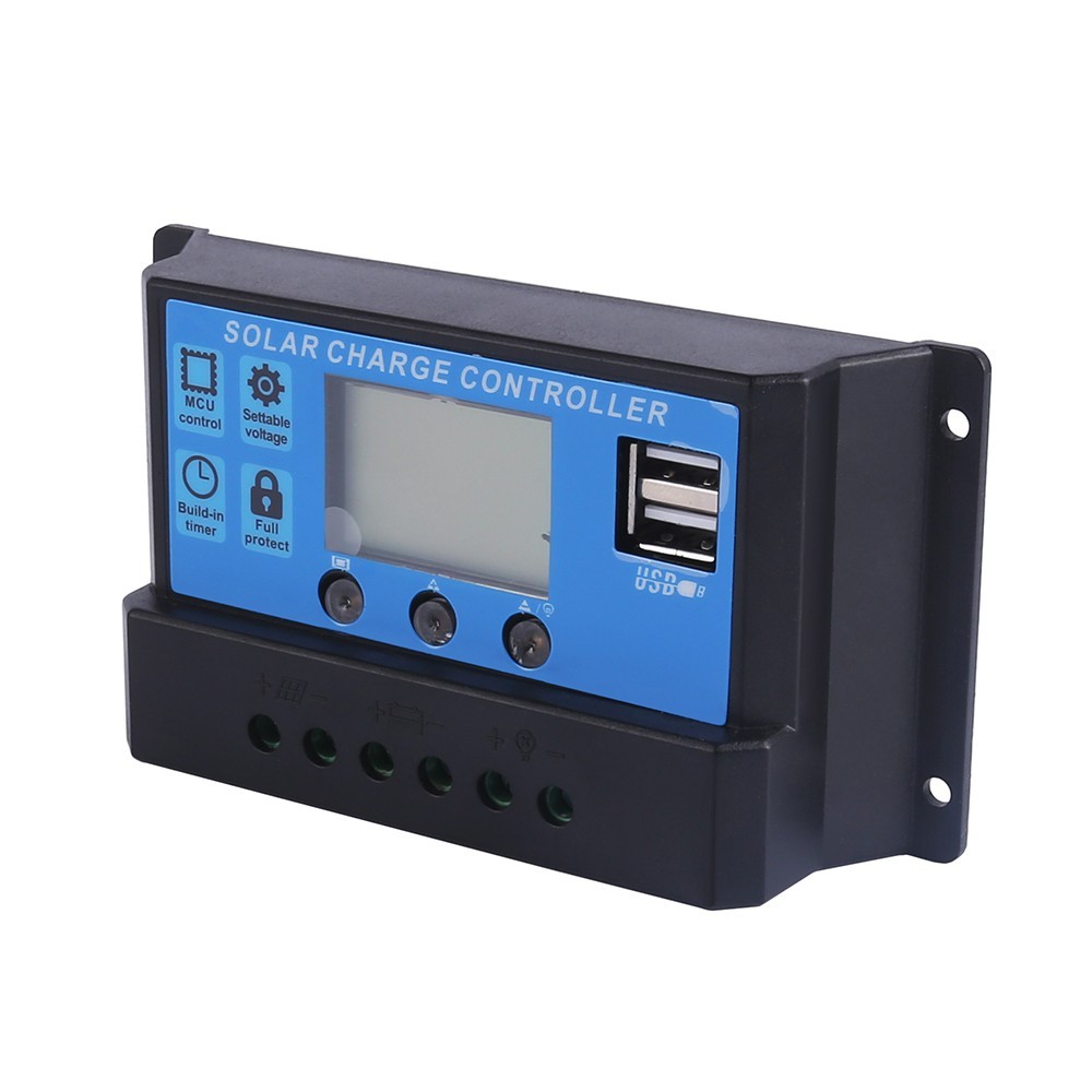 30A Solar Panel Battery Charger Controller 12V/24V LCD Regulator Auto Dual USB