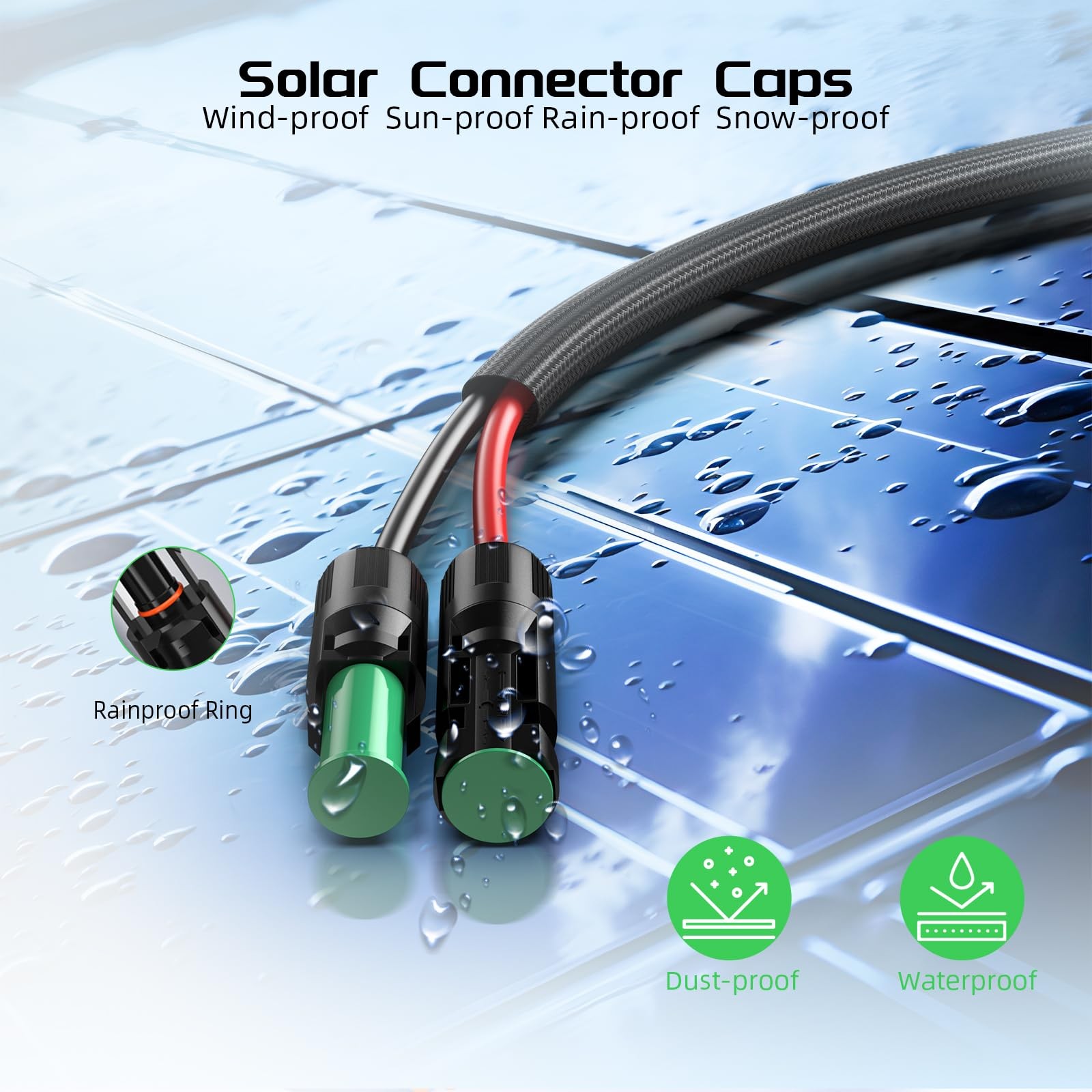 Extension Cable Power Solar XT60 12AWG 10Ft Solar Connectors Caps RV Generator