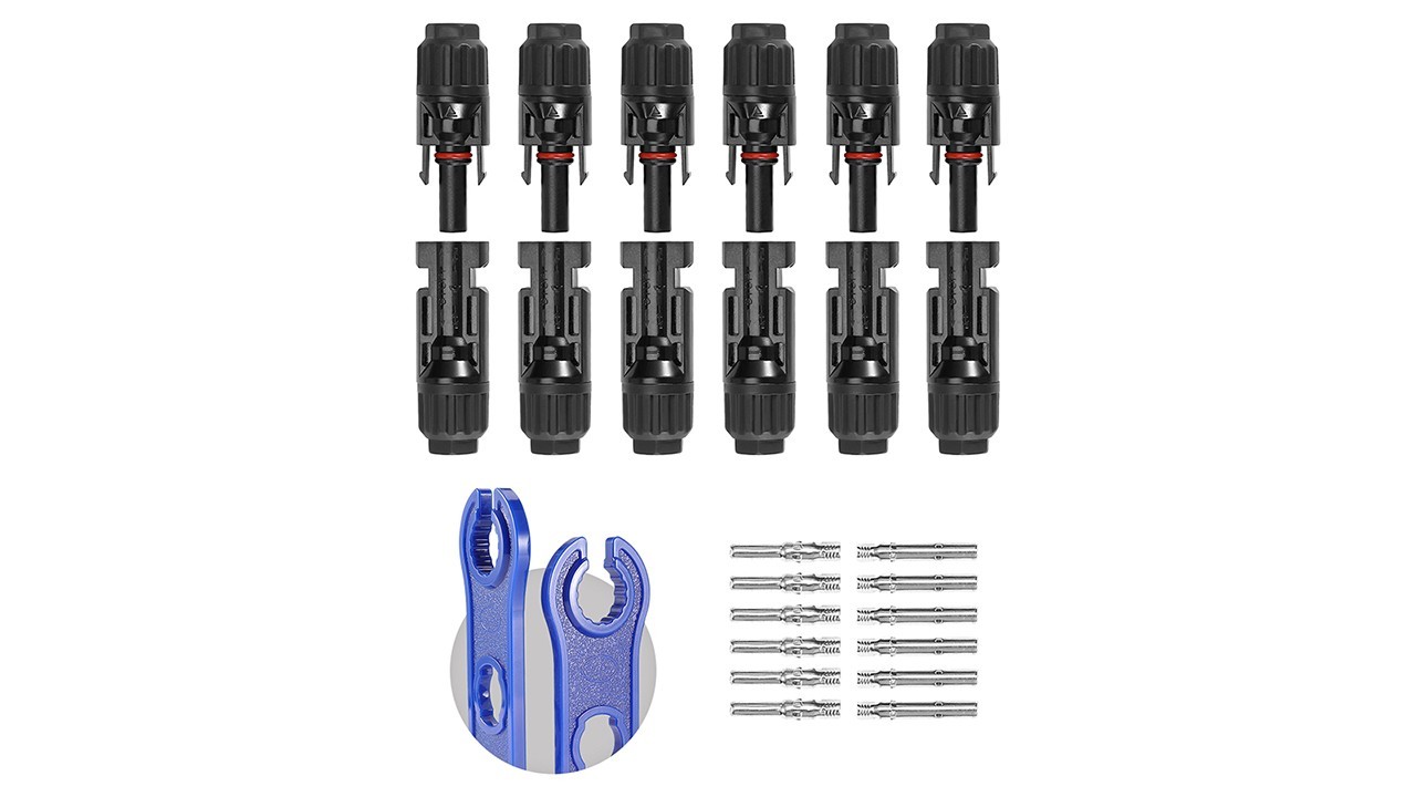 44PCS Solar Panel Connectors Set – Waterproof IP67, 22 Pairs Male/Female, 10AWG