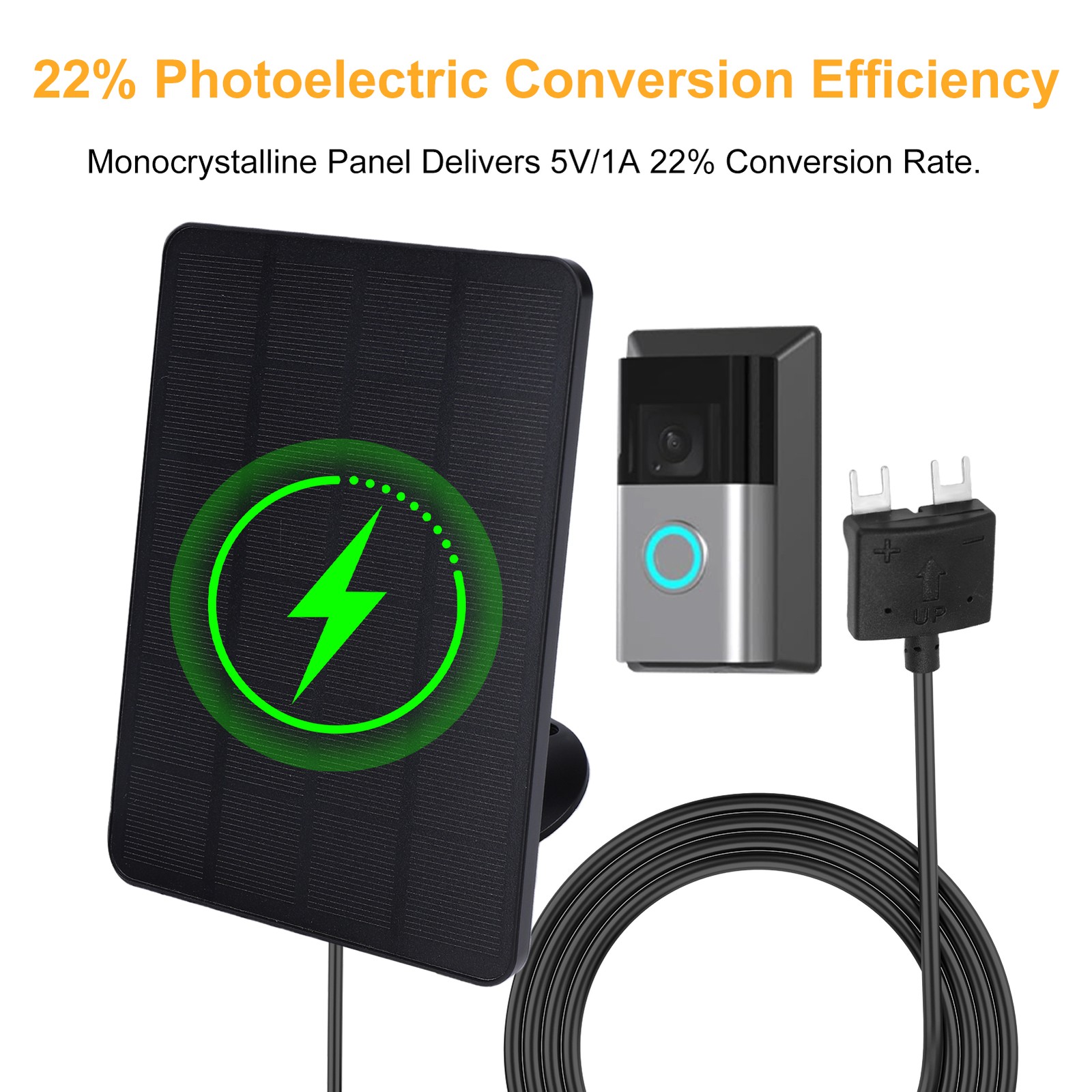 6W Ring Solar Panel Durable Charger For Ring Doorbell 3 4 IMDE