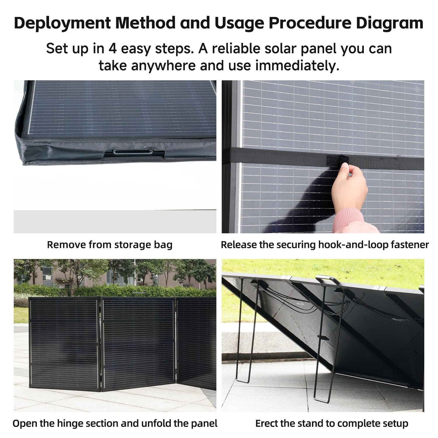 300W Foldable Solar Panel 4-in-1 Adapter XT60 DC for Portable Power Station RV
