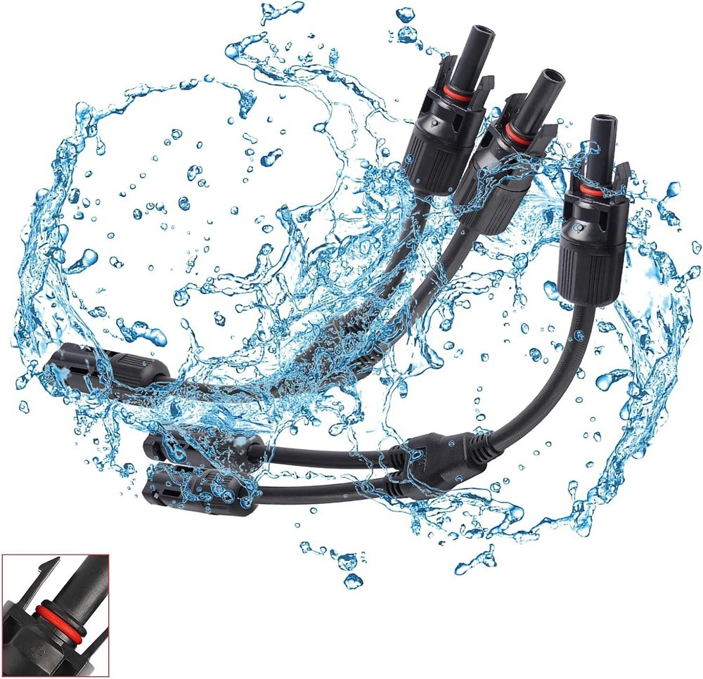 2x Solar Panel Y Branch Cable Connection Waterproof Adapter Connector Extension