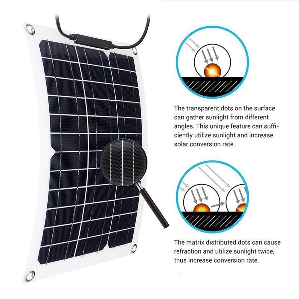 100W Flexible Solar Panel 18V Battery Charger Kit For RV/Boat/Car/Home US