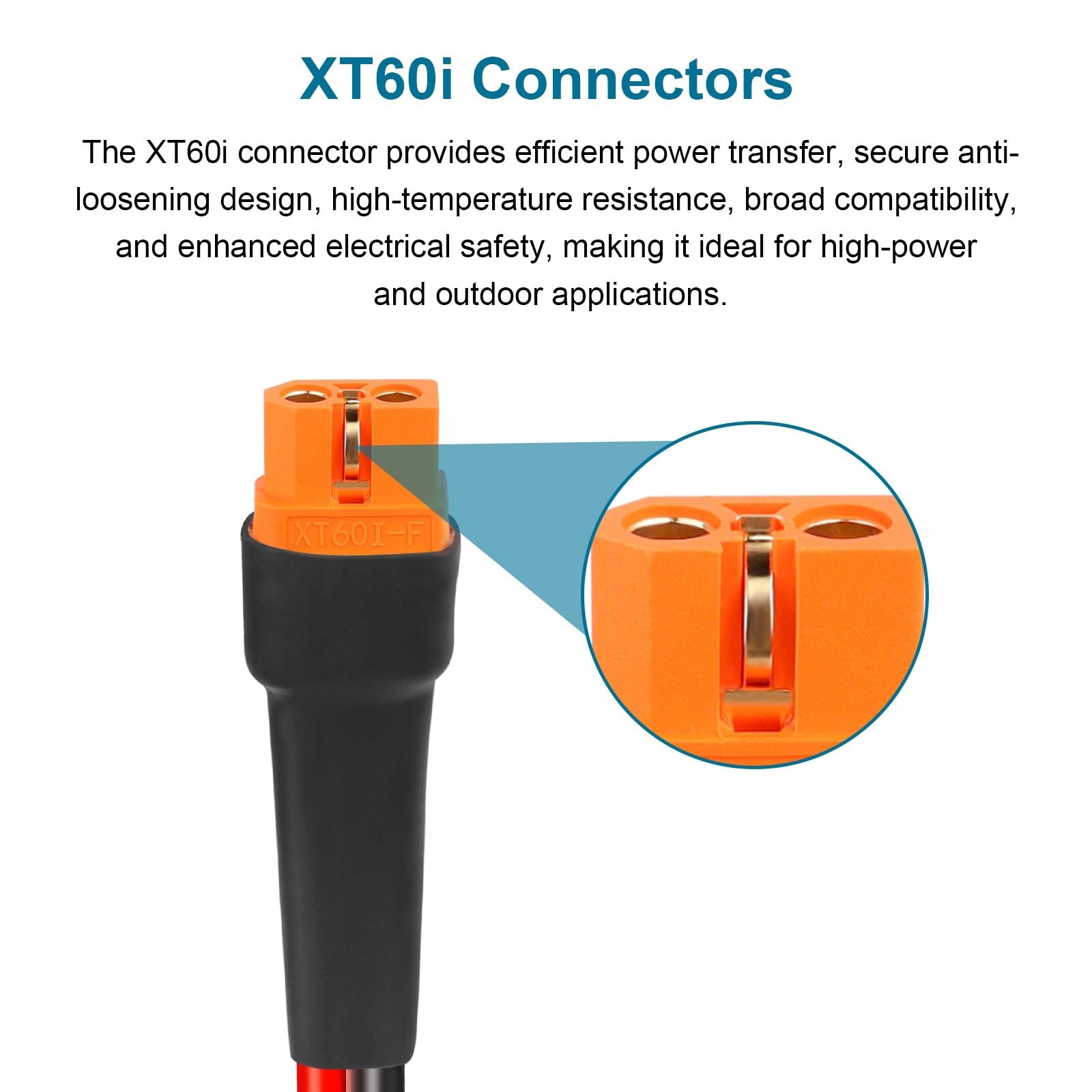 25FT XT60i Solar Panel Adapter Cable – 10AWG Tinned Copper Extension Wire for Po