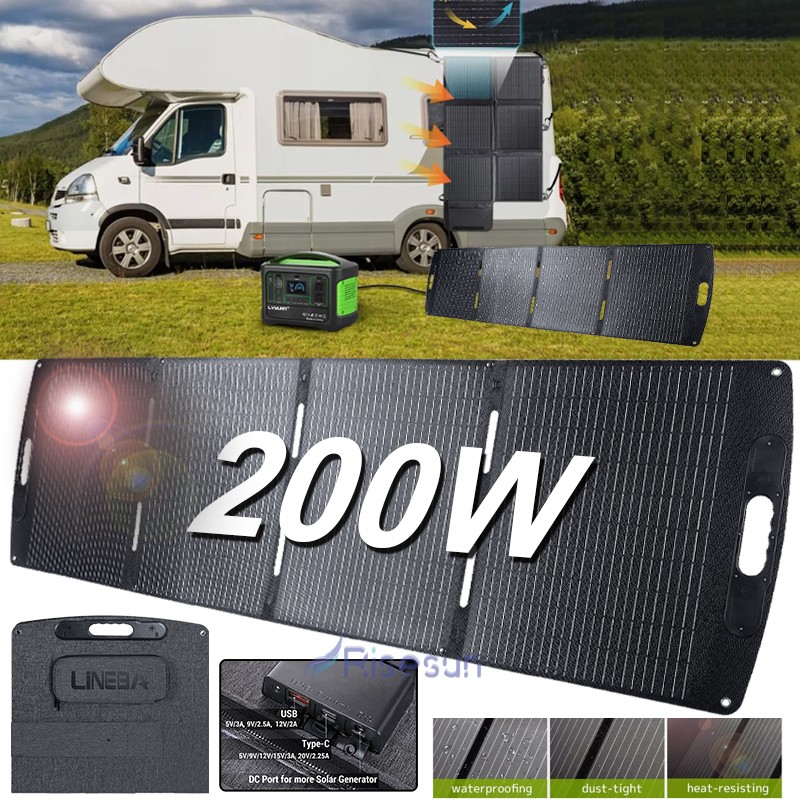Portable Monocrystalline Solar Panel 200W Foldable ETFE Solar Charger kit 2025✨