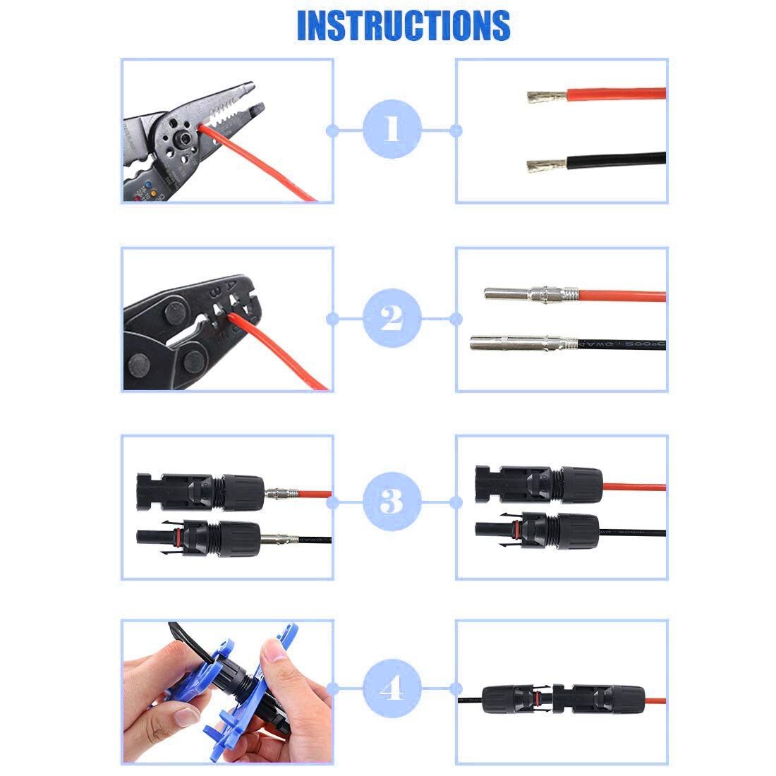 20Pairs Solar Cable Connectors 4mm-6mm 30Amp Waterproof Solar Panel Wire Joiners