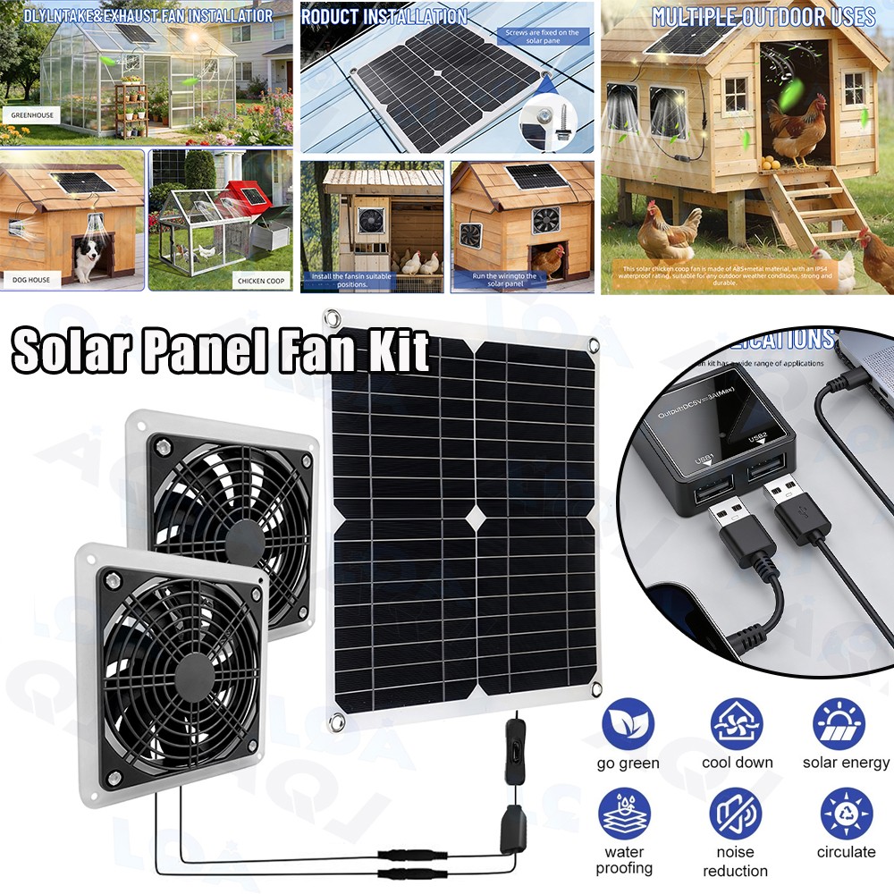 30W 18V Solar Panel Fan Ventilator Exhaust Fan Kit for Greenhouse Shed Chicken