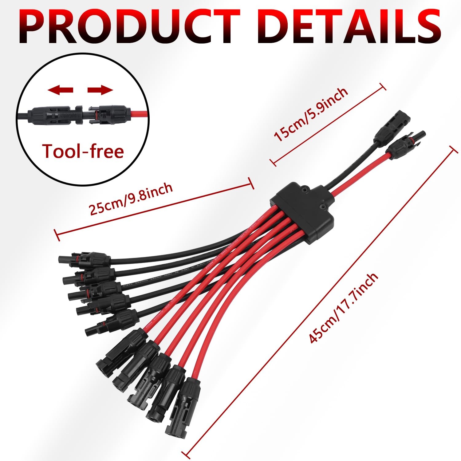 Solar Parallel Connectors for 5 Solar Panels, ToolFree Solar Panel Connectors…