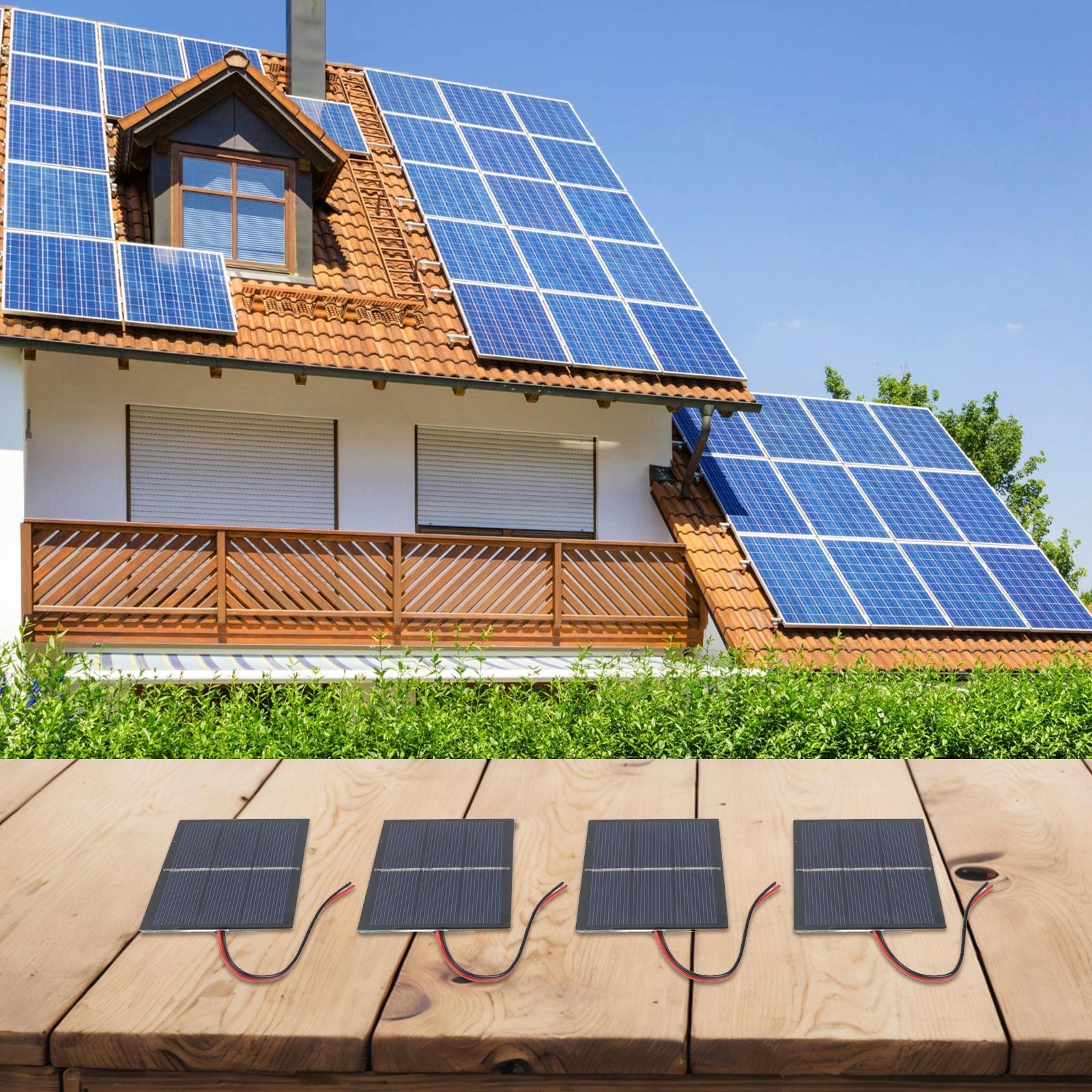 4 Pack 065W 15V Solar Panels with Wiring for Small Power Solar Devices 60x80mm