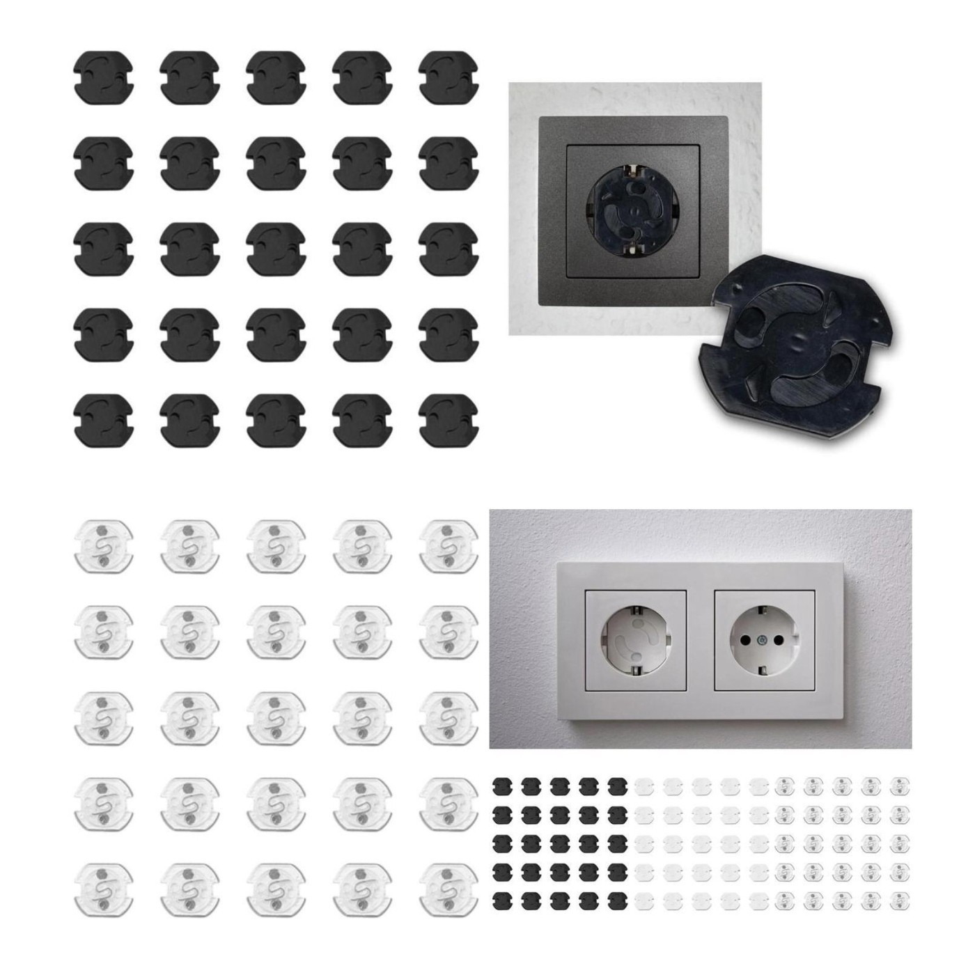 25 Pack Child Protection Socket Covers Secure Fit and Easy to Use Black